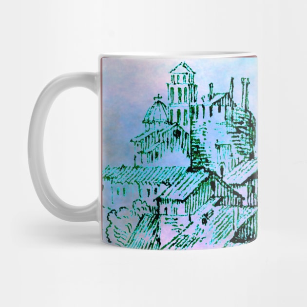 Ancient Town Outline Art Pastel Fog Background by Mazz M